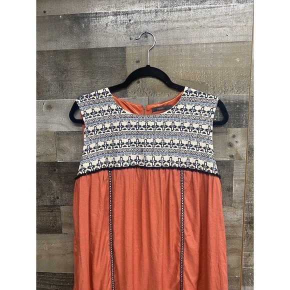 THML By Anthropologie Orange & Blue Embroidered Boho Dress SZ Large - Picture 3 of 7